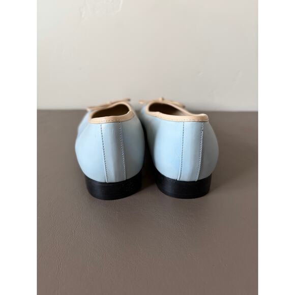 Talbots Leather Light Blue and Beige Cap-Toe Nappa Ballet Flats Size 7M NEW Bow - Picture 10 of 12